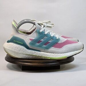 Adidas Ultraboost 21 Shoes Womens Size 8 White Pink Blue Running Sneakers S23845
